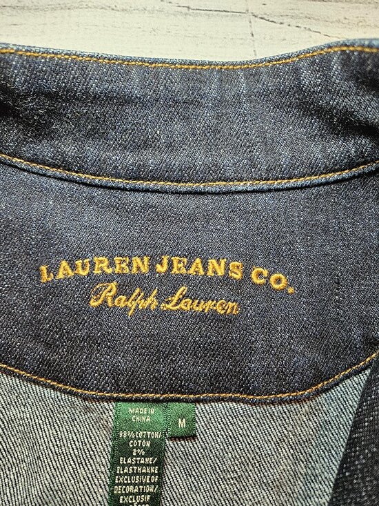 Lauren Jeans Co Ralph Lauren Dark Wash Vintage Utility Cargo Denim Jacket M - Picture 4 of 12